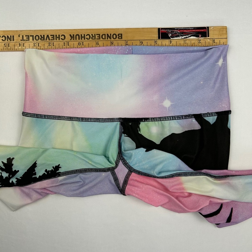 Teeki Northern Lights Galaxy Moose Yoga Leggings Pink Purple Blue Womens Medium - Picture 6 of 9